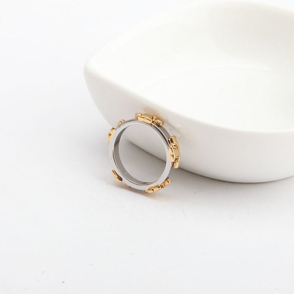 Tory Burch Serif T Stackable Ring Gold/Silver - image 2